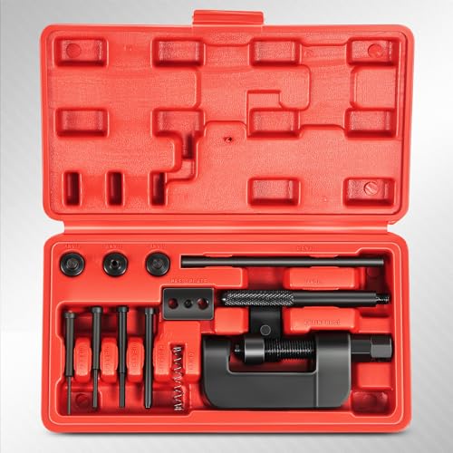Image of DNA MOTORING Motor Chain Disconnect Tool with C Frame 3 Anvils 3 Break Pins, Suitable for Dirtbike ATV Bicycle Motorcycle Most Sizes of Drive or Cam Chain From #35 To #630, Red, TOOLS-00447