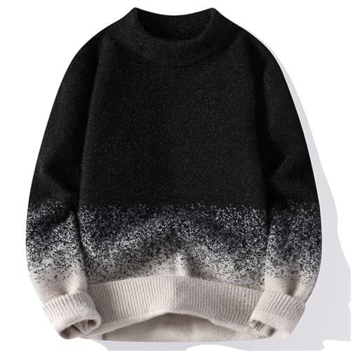 Knitted Sweater Men Solid Color Loose Casual Long Sleeve Chunky Sweater Pullover Tops2