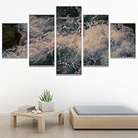 SIGNWIN 5 Panel Canvas Wall Art Beach Blue Coastal Cool Photography Relax/Calm for Home Decorations Ready to Hang - 60