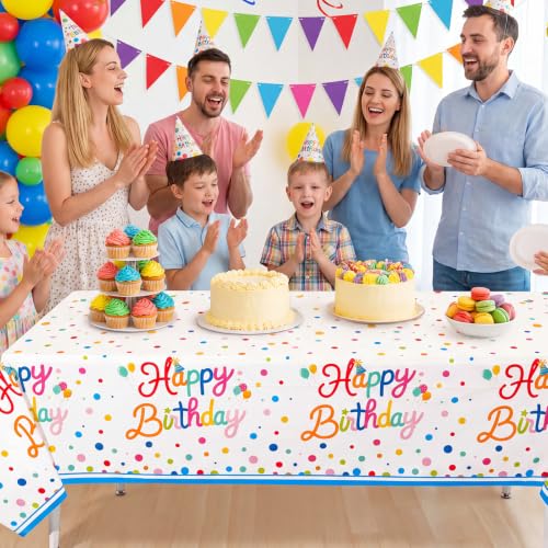 Image of 3 Pack Plastic Birthday Tablecloth, 54 x 108 Inch Birthday Decorations