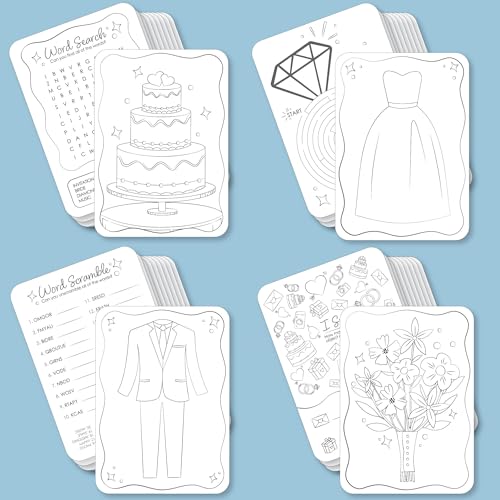 Big Dot of Happiness Wedding Kids Table Coloring Activity Cards,...