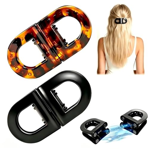 Magnetic Hair Clips for Women 2Pcs Strong Neodymium Hold Non-Slip Salon Sectioning Tool for Thin Thick Curly Hair No Dent No Crease Quick Snap Design