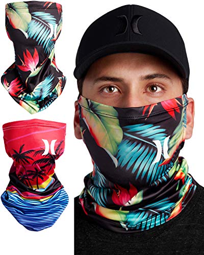 Hurley Men's Gaiter - Lightweight Multipurpose Neck Gaiter Face Mask (2 Pack), Size Medium, Bright Crimson/Black