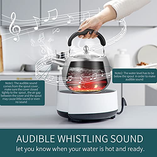 Heavy Duty Tea Kettle Stovetop Whistling Teakettle Teapot,Seamless Bottom, Stainless Steel 304, Brushed Finish (4L) #TOP4