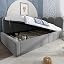 Grey Velvet L-shaped Ottoman Bed With Metal Slats