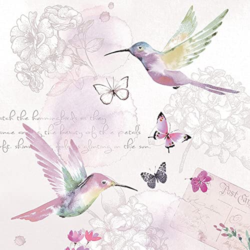 20 servilletas de estilo vintage con diseño de colibrí y mariposas, diseño de animales, diseño de animales, decoupage, manualidades, decoración de mesa de 33 x 33 cm
