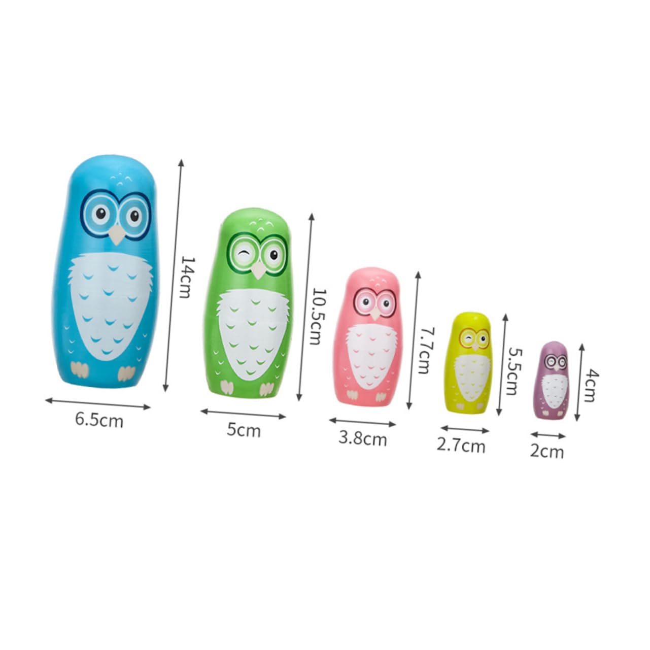 UPKOCH 5Pcs Owl Wooden Matryoshka Dolls Creative Nesting for Fun Playtime Educational Development Safe Gentle Materials Present