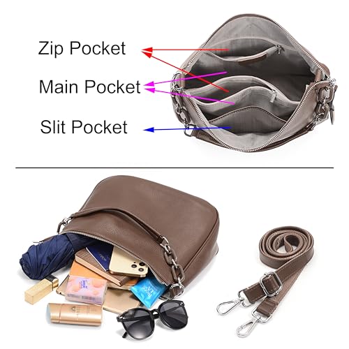 Image of YALUXE Real Leather Hobo Bags for Women Designer Handbags Shoulder Bags Cross-body Purses