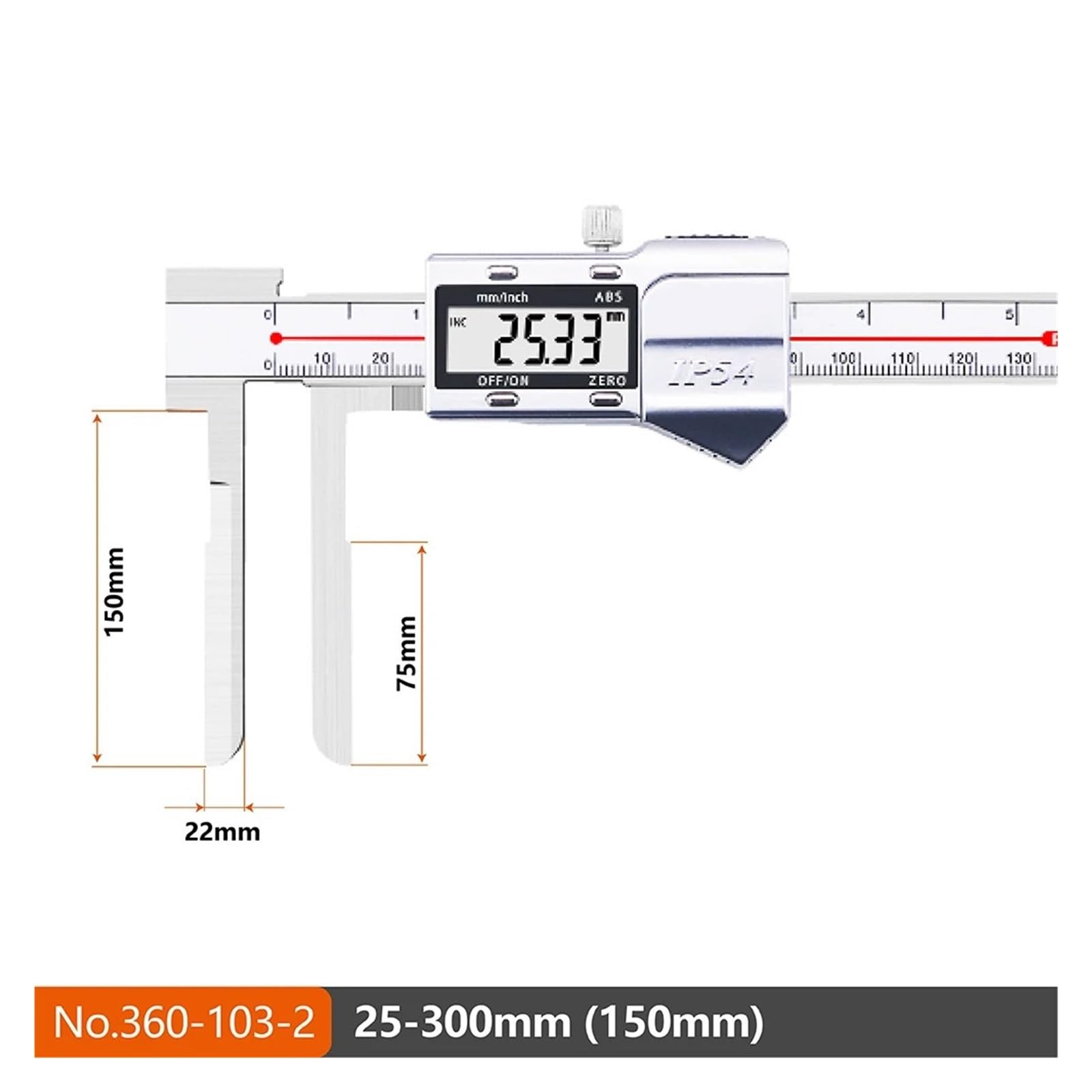 Suwmiarka cyfrowa z wyświetlaczem o długiej szczęce i średnicy wewnętrznej 150 mm, 200 mm i 300 mm, narzędzia pomiarowe ze stali nierdzewnej 4CR13,15300 150mm