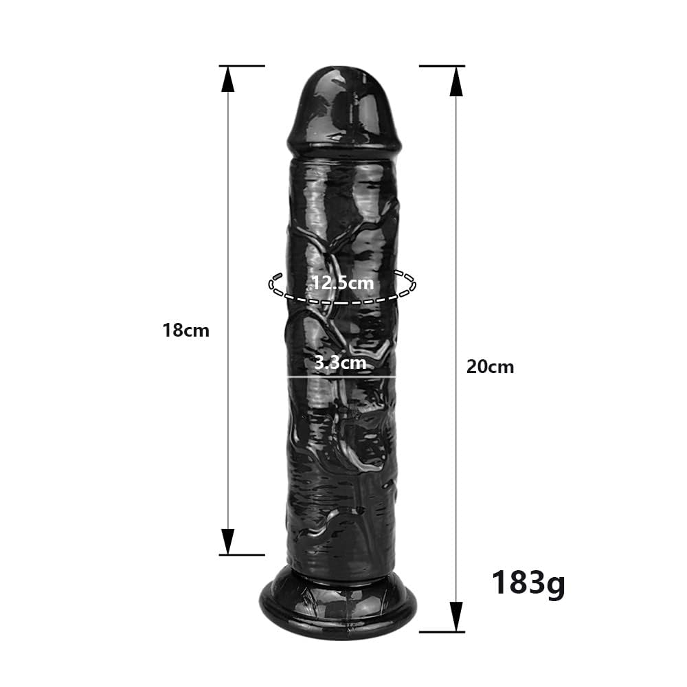 Dildo realistico con vene per pene finto per donne, fallo dildo nero per pisello da 20 cm con forte ventosa per giocattoli sessuali a mani libere, giocattoli sessuali flessibili per donne Anale