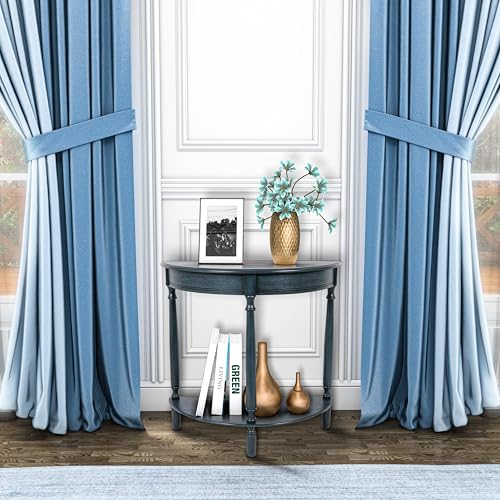 Decor Therapy Half Moon Entry Table, With Shelves & Easy Assembly, Entryway Table, Antique Navy, Wood - (28.5" x 11.8" x 28.5") - Image 2