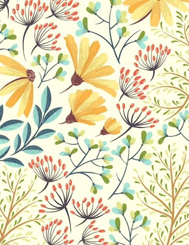 Carnet ligné à motif floral jaune idéal pour le bureau et vos loisirs