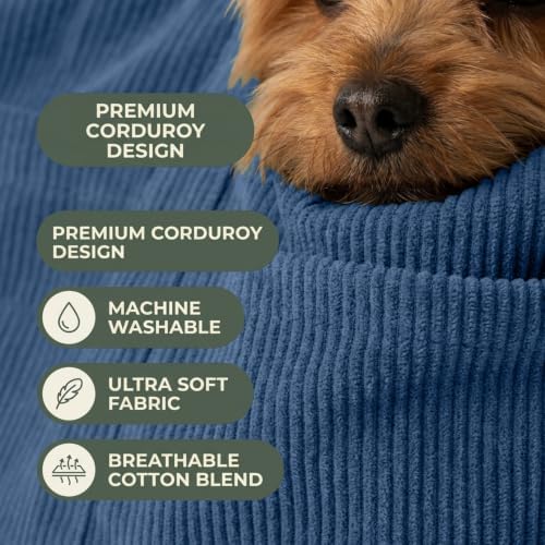 NoblePup Soft Corduroy Dog Purse Carrier Tote for Small Dogs & Puppies (Blue) — view 4