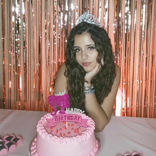 Image of Confetti! 1Pc Princess Girl Happy Birthday Cake Topper with Glitter Birthday Girl Theme Cake Pick Decorations for Wedding Engagement Baby Shower Girls Birthday Party Cake Decorations Supplies