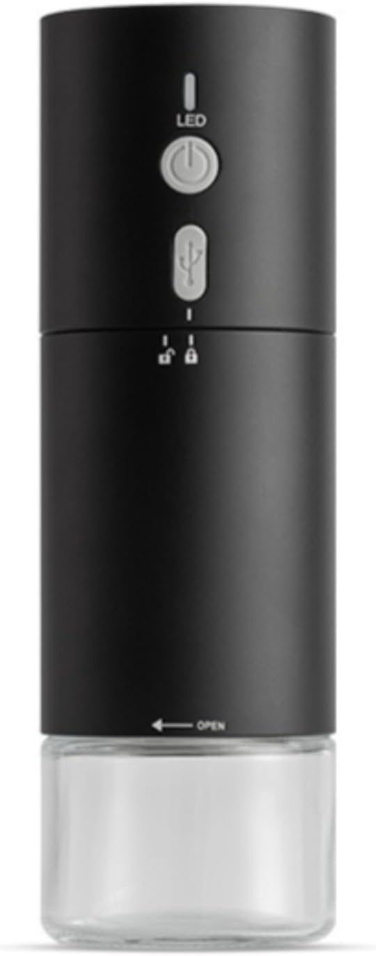 Portable Rechargeable Coffee Grinder — Alloy Cone Burr & Anti-Jam, USB-C 1800mAh Cordless, Auto-Stop Low-Heat Grind, 15g Hopper — Travel, Office, Camping, Home (black)
