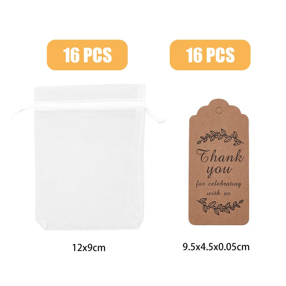 16 Set Portachiavi Infermiera con 2 Portachiavi Stile e Cartellini dei Prezzi in Carta Kraft e Sacchetti Regalo in Organza Battito Cardiaco Stetoscopio Cappelli da Infermiera Ciondolo per