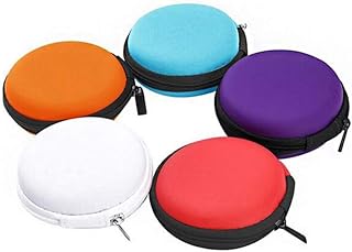 VASANA 6PCS Portable Round Colorful Earphone Carrying Case Mini Storage Pouch Hard EVA Zipper Storage Carrying for Ear Earbud Earphone