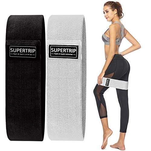 Supertrip Fabric Resistance Bands for Legs and Butt Non-Slip Booty Bands Set for Women/Men Exercise Loop Bands Elastic Workout Fitness Bands Wide Strength Bands for Squat Glute Hip Thigh Training
