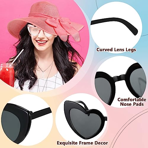 Jeyiour 12 Pcs Women Floppy Sun Hat and Heart Sunglasses Set miniatura 5