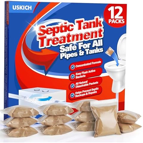 Septic Tank Treatment,1 Year Supply Septic Pods (12 pcs),1 Flush per Month Septic System Treatment Dissolvable Easy Flush Live Bacteria Packets-Friendly and Powerful Solution for Septic Systems Cover