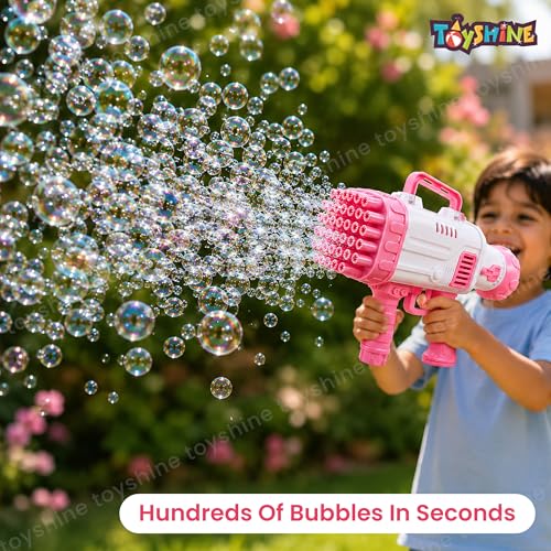 Image of Toyshine Rocket Boom 32 Hole Bubble Blaster for Kids | High Volume Bubble Gun with Solution | Ultimate Bubble Fun Maker - Pink