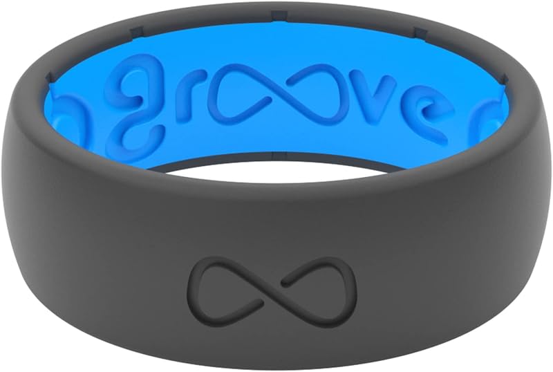 Anillo de silicona sólida Groove Life: anillos de boda de goma transpirables para hombres, cobertura de por vida, diseño único, anillo de ajuste cómodo