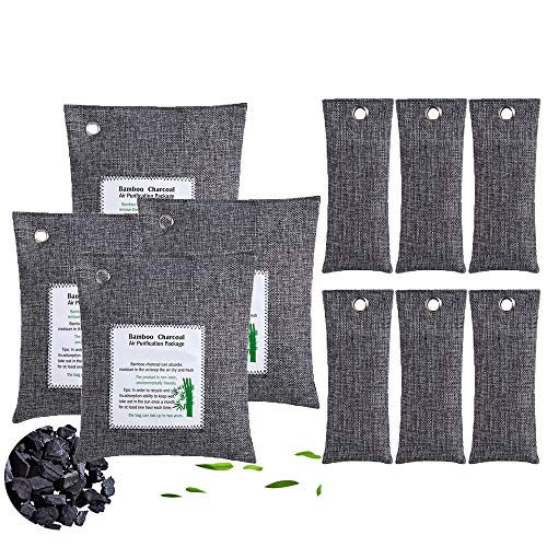 KEEOU 10packs Bamboo Charcoal Air Purifying Bags, Efficient Odor Eliminators for Home, Natural