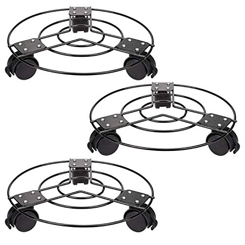 Fasmov 3 Pack Plant Caddy with Wheels Heavy Duty Metal Iron Potted Plant Stand with Locking Wheels Indoor Outdoor Tool