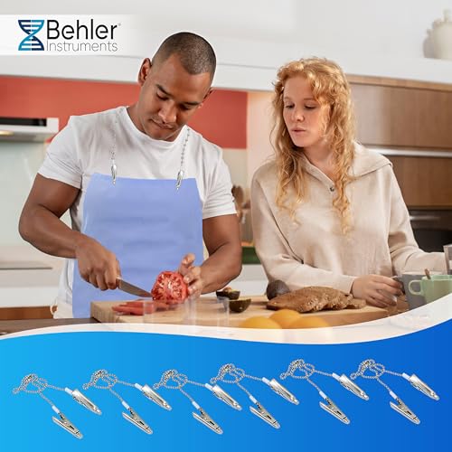 SURGICALMED - 6 pcs Dental Lab Bib Clip - 50 cm Kugelkette mit Clips an beiden Enden - Packung mit 6 Einheiten - Klemmzangen für Servietten - Verstellbarer Serviettenhalter für Erwachsene und Kinder