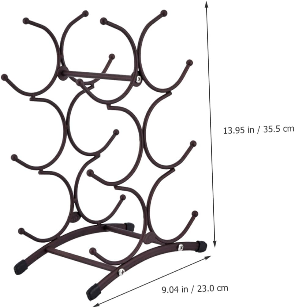 VALICLUD Detachable Iron Wine Rack 6-Bottle Metal Wine Display Stand Vintage Copper Color for Home Dining Room Countertop Storage