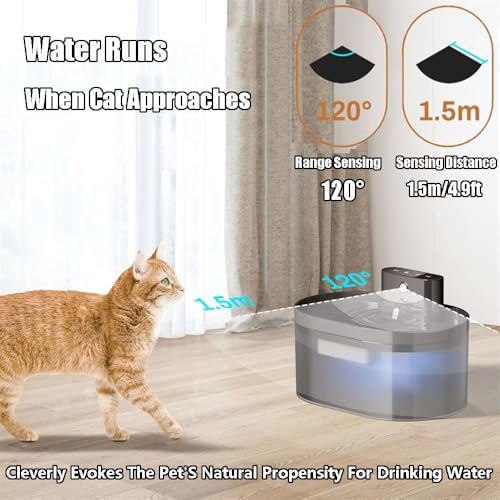 Fuente de Agua para Gato 2.2 L inalámbrica y automática miniatura 3