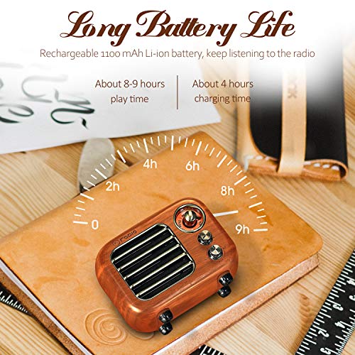 Retro Radio Vintage Bluetooth Speaker-Greadio Cherry Wooden FM Radio with Bluetooth 4.2 Connection, Old Fashioned Classic Style, Loud Volume, Good Bass Sound, TF Card/AUX in for Home, Office, Kitchen
