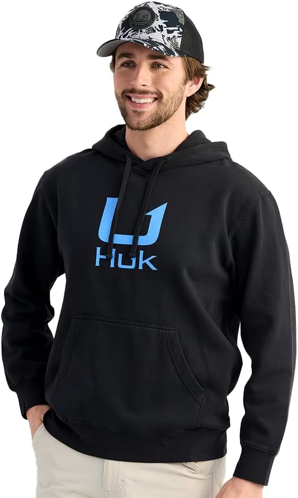 HUK Men's Cotton Fleece Hoodie, Soft, Warm, Comfortable Hooded Sweatshirt Pullover