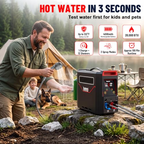 Calentador de Agua a Gas Propano Portátil para Ducha, Estación de Ducha Exterior Todo en Uno para Camping miniatura 5