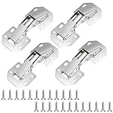 Bisagras, Kitchen BIsagra 90°, Bisagra 90° para Puerta, Bisagra Atornillable con Amortiguación para Puerta Armario Mueble con Tornillos 4 Pulgadas Inoxidable, 4 pcs Bisagra Atornillable de Puerta