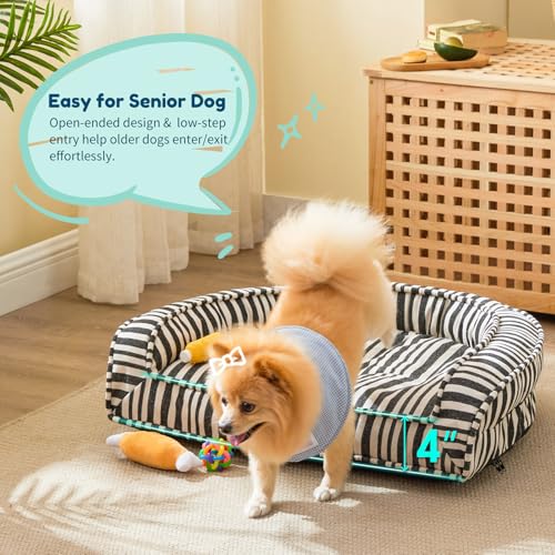 Dog Bed for Small Medium Dogs - Washable Canvas Puppy Beds, Breathable & Low-Step Entry Easy for Senior Dog, 28x23x6.5inches - Image 3