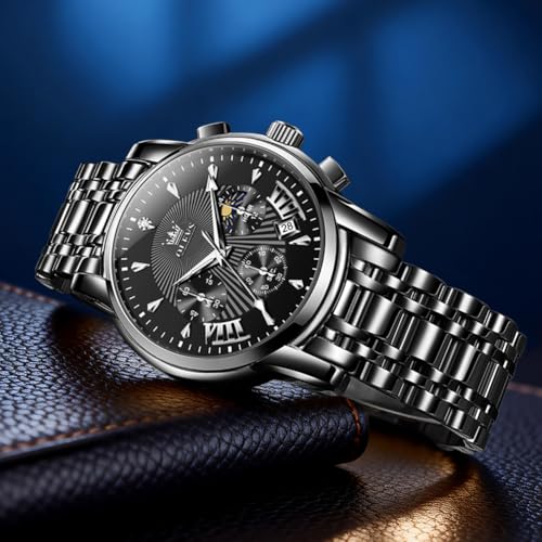 Image of OLEVS Watch for Men Classic Business Dress Analog Quartz Stainless Steel Waterproof Luminous Date Diamond Men Silver Watch