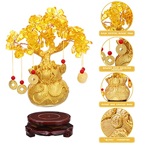 BESPORTBLE Natural De Cristal Árvore Do Dinheiro Sorte Fortuna Árvore Artificial Citrino Feng Shui B