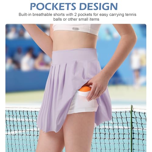 Image of Bezioner Girls Tennis Skirt A-Line Pleated Skirt with Shorts Pocket Uniform Skort for Golf Athletic Cheerleading