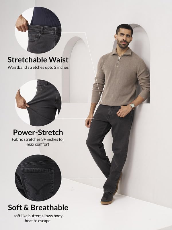 Image of The Pant Project Relaxed Fit Stretchable Jeans for Men | Mens Stylish Denim Cotton Pants