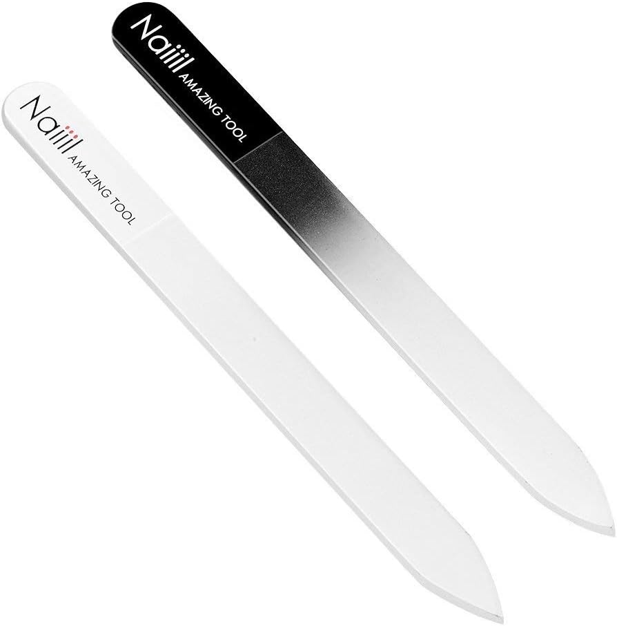 2-Pack Glass Nail File by Naiiil, Gentle Nail Care for Women Men, Professional Salon Fingernail Clear Files Supplies for Pretty Manicure, Great for Natural, Gel&Acrylic Fake Nails, Better Emery Boards