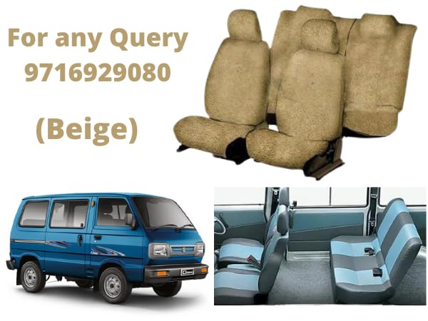 Image of Cotton Car Seat Cover for Maruti Omni (5 Seater) (Beige)