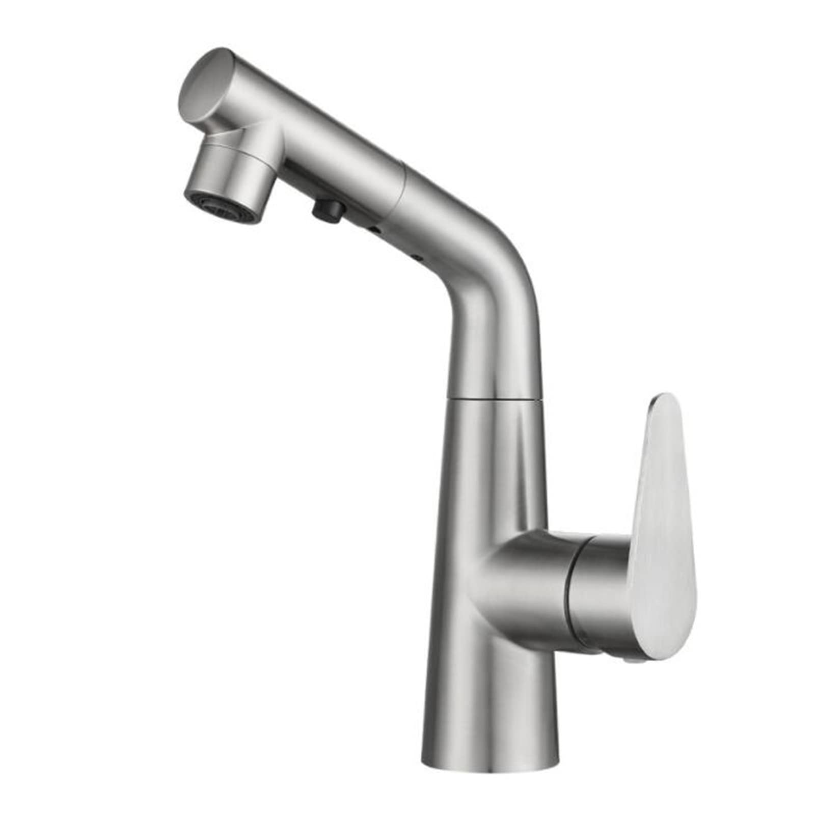 VDOQTLJT Basin Faucet with Pull Out Spray Stainless Steel Rotatable Bathroom Washbasin Brushed