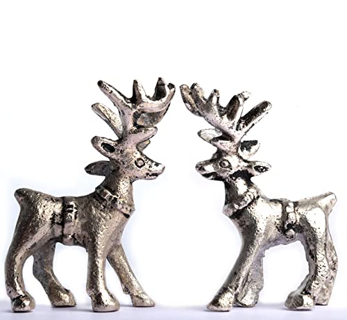 Wonder Care Standing Reindeer Figurines for Christmas Decorations Home Decorations for Living Room Christmas Table Decor & Decor for Shelves (Silver)