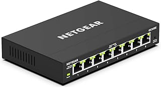 NETGEAR 8 Port Gigabit Ethernet Managed Network Switch (GS308E) - Desktop or Wall Mount, Home Network Hub, Office Ethernet Splitter, Silent Operation