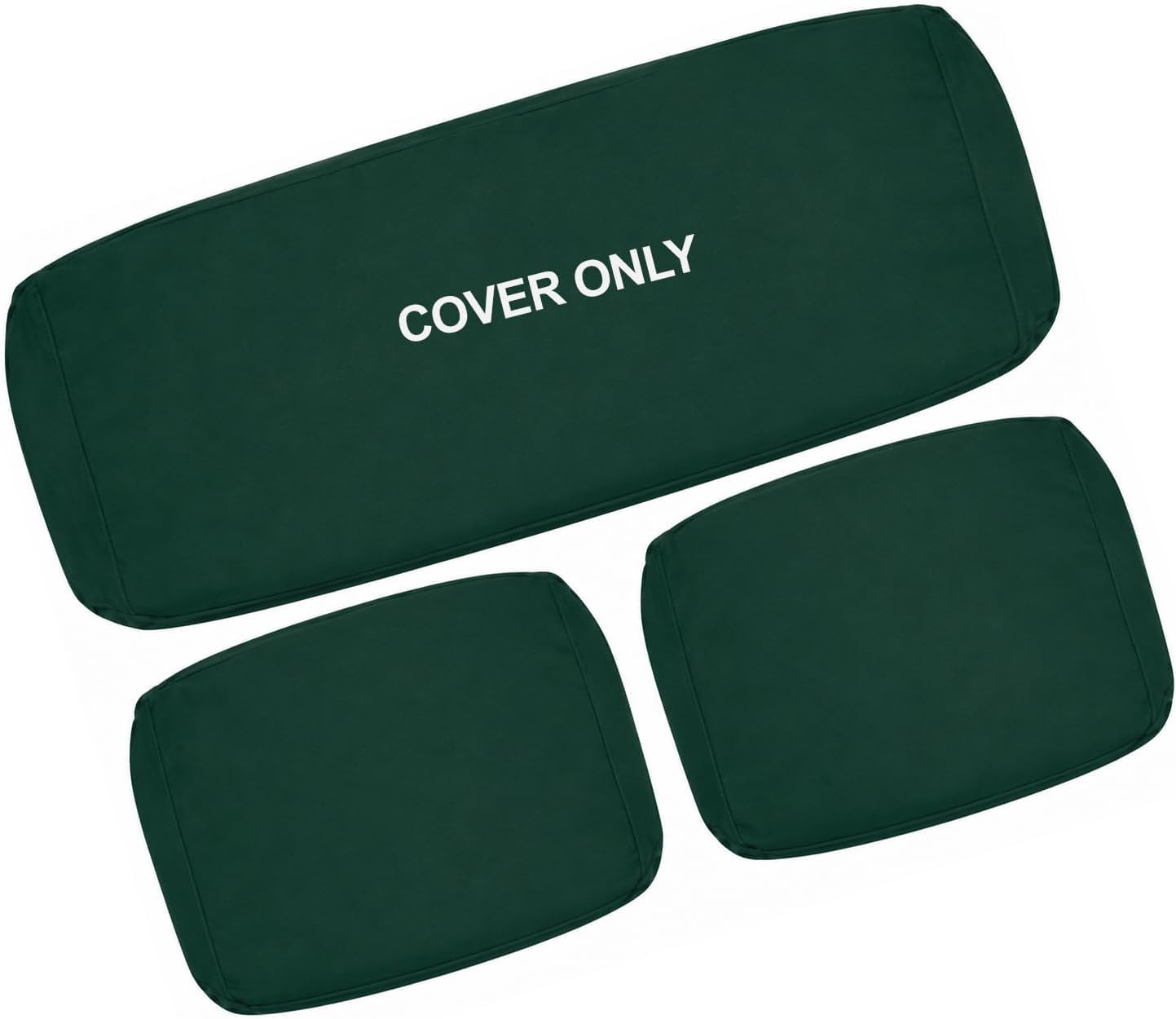 David & Amaya 3 Piece Garden Rattan Cushion COVER ONLY | Water Resistant Replacement Covers for Outdoor Sofa & Chair Cushions | Cover Only – FOAM Inserts & FURNITURE NOT Included (Bottle Green)