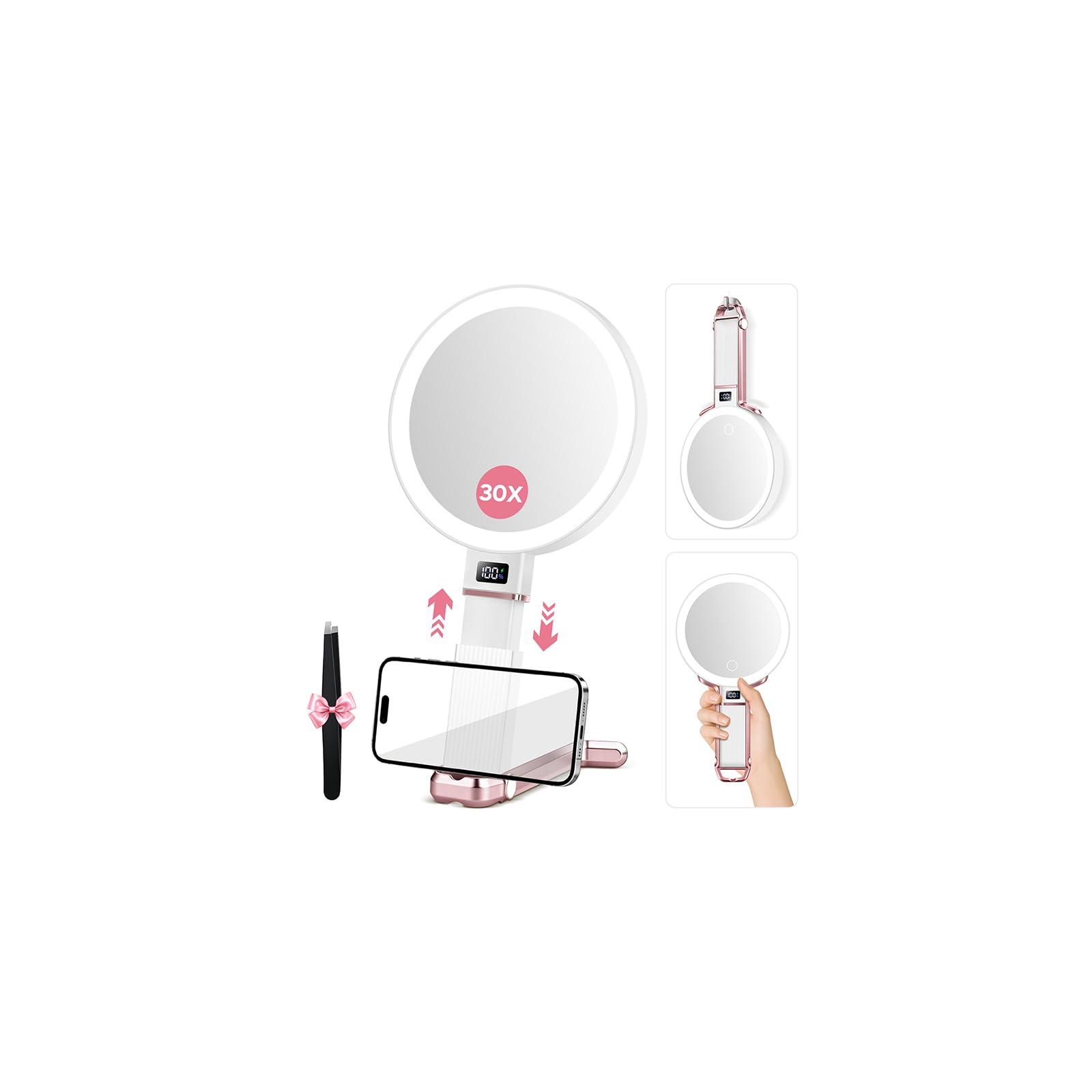 30X Travel Magnifying Mirror with Light - Portable & Rechargeable -12 30X Travel Magnifying Mirror with Light - Portable & Rechargeable -12