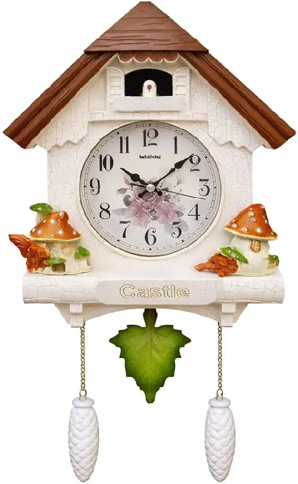 RELOGIO CUCO PENDULO PAREDE MUSICAL ESTILO MADEIRA VINTAGE QUARTZO DECORATIVO PASSARO