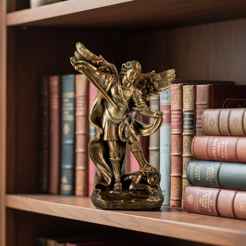 Estatua de San Miguel Arcángel de Resina en Bronce 5.32 in miniatura 7