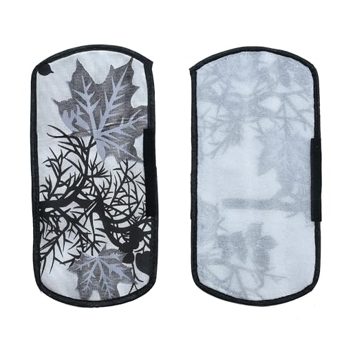 Image of Decorative Refrigerator Cover Set with Floral Pattern, Top Cover and Handle Covers, Black and Grey